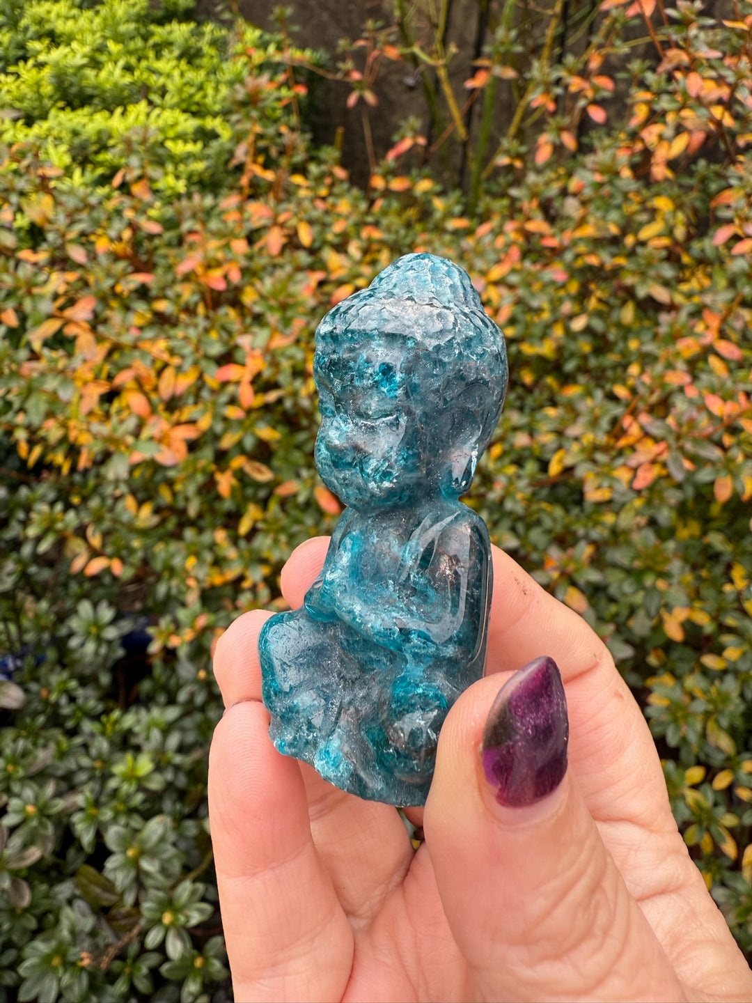 Gemmy Apatite Buddha Carving