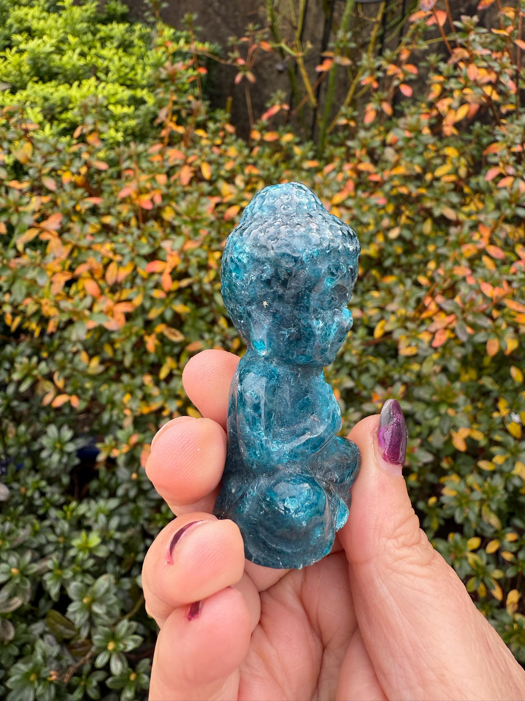 Gemmy Apatite Buddha Carving