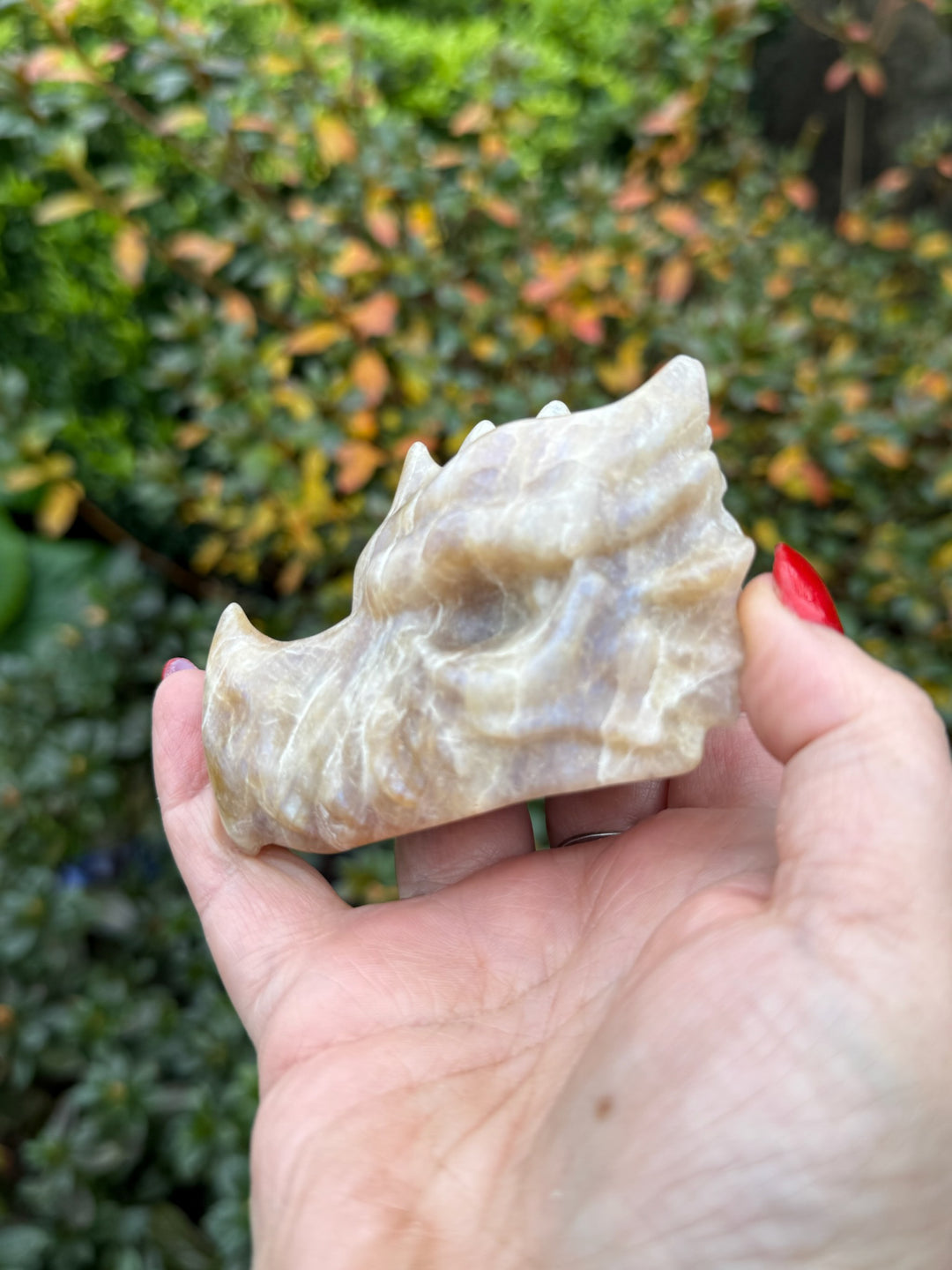 Moonstone Dragon Head Carving