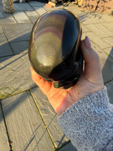 Load image into Gallery viewer, Large Rainbow Obsidian Skull Carving
