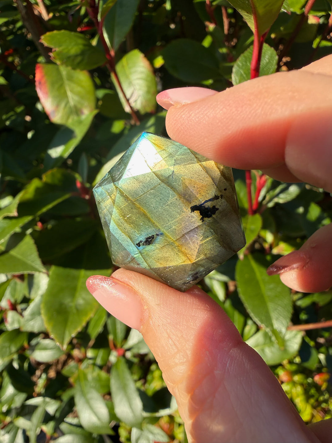 Labradorite Hexagon Sacred Geometry Carving