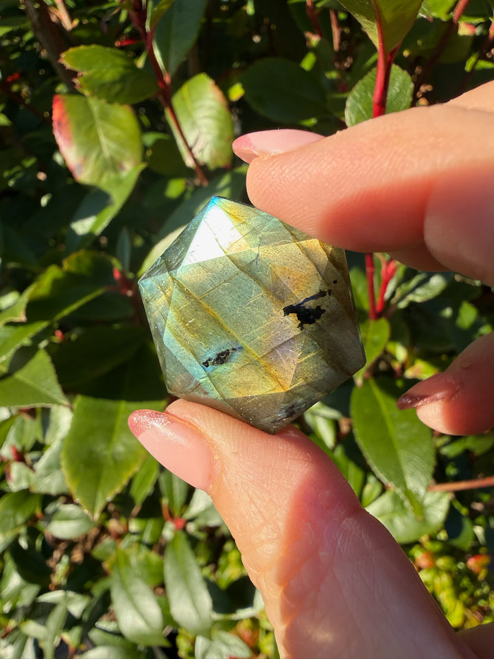Labradorite Hexagon Sacred Geometry Carving