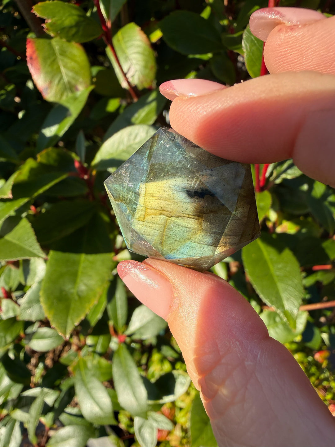 Labradorite Hexagon Sacred Geometry Carving
