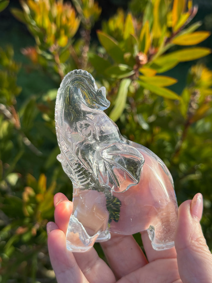 High Quality Clear Quartz Elephant Carving