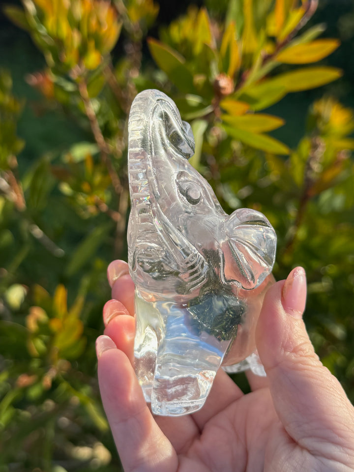 High Quality Clear Quartz Elephant Carving