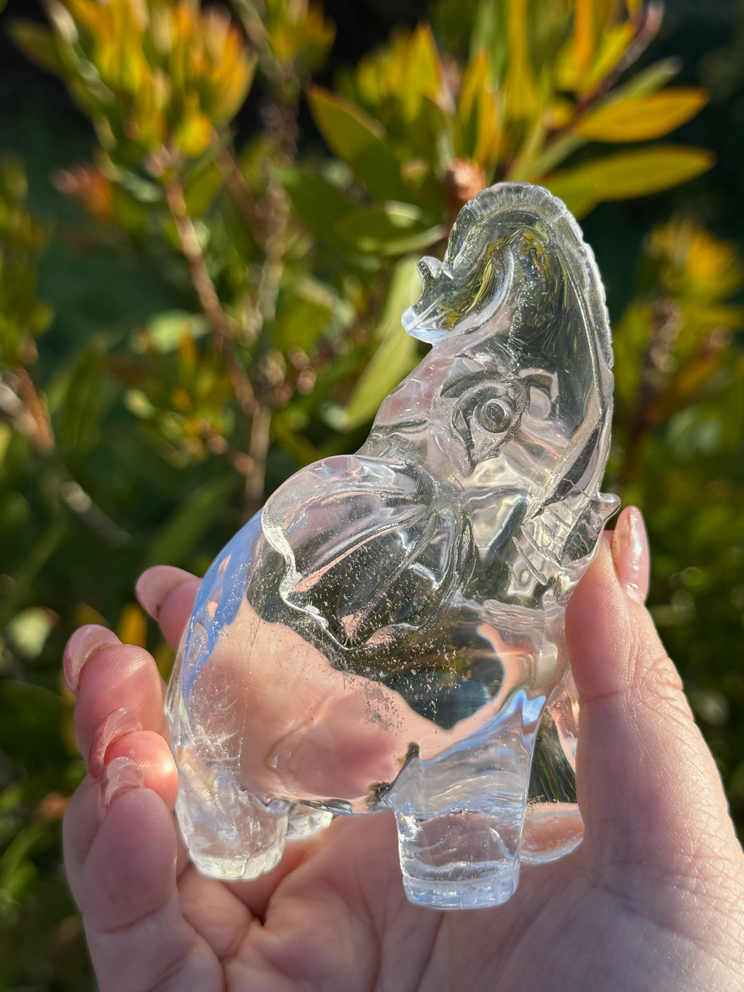 High Quality Clear Quartz Elephant Carving