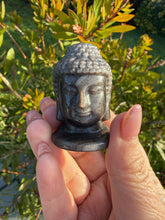 Load image into Gallery viewer, Silver Sheen Obsidian Buddha Head Carving
