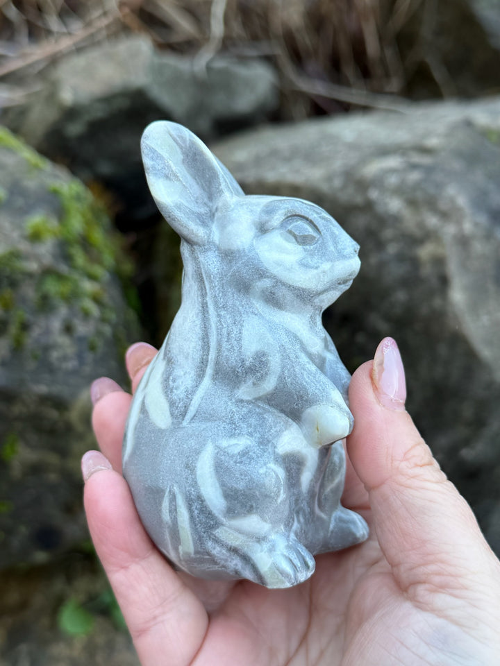 Large Shell Jasper Bunny Rabbit Carving