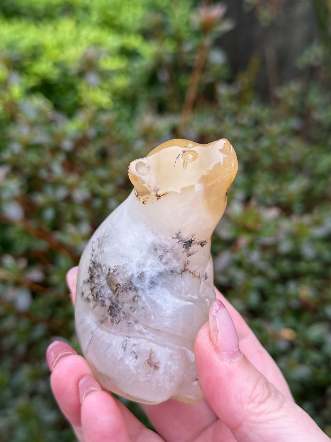 Dendritic Agate Bear Carving