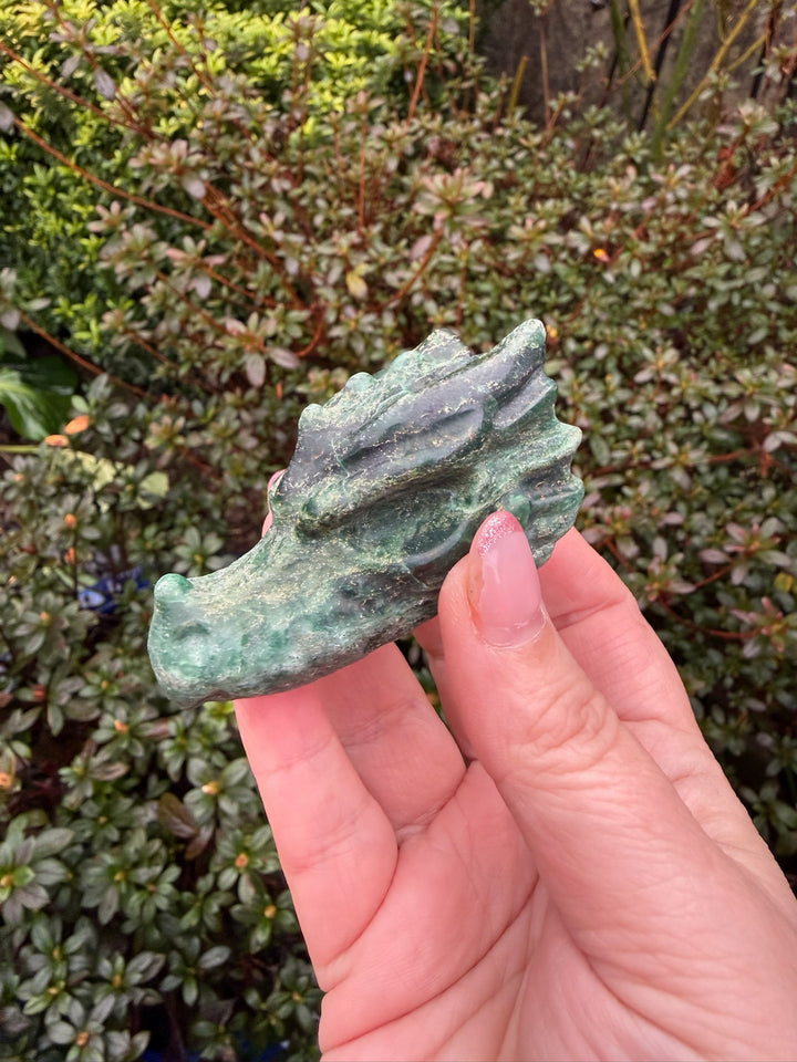 Green Verdite Dragon Head Carving
