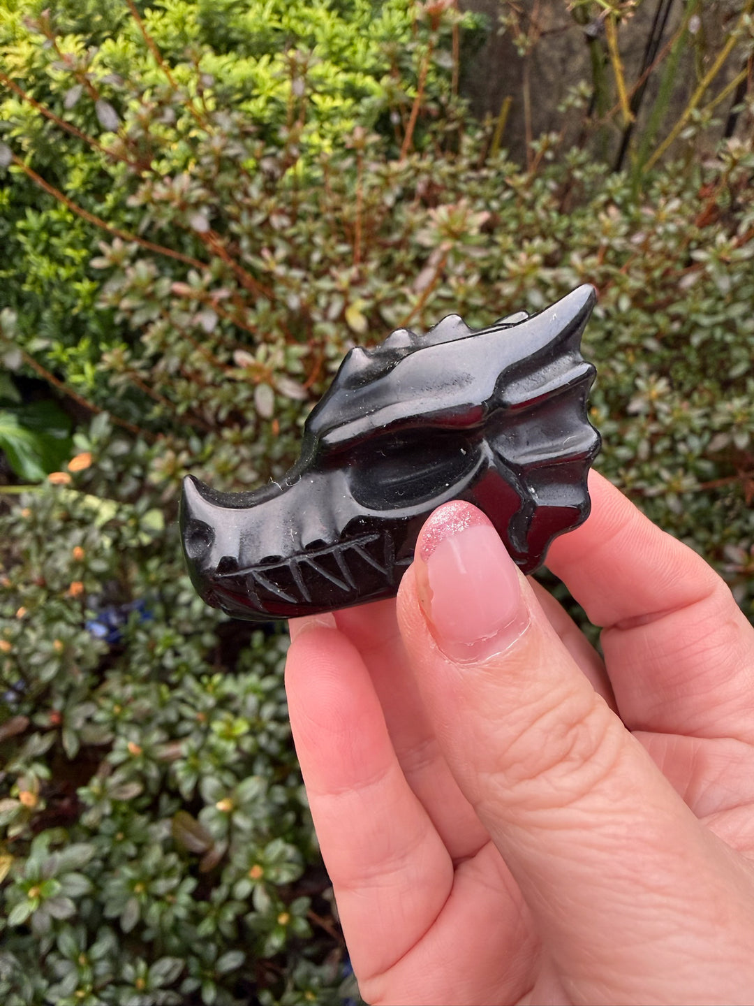 Black Obsidian Dragon Head Carving