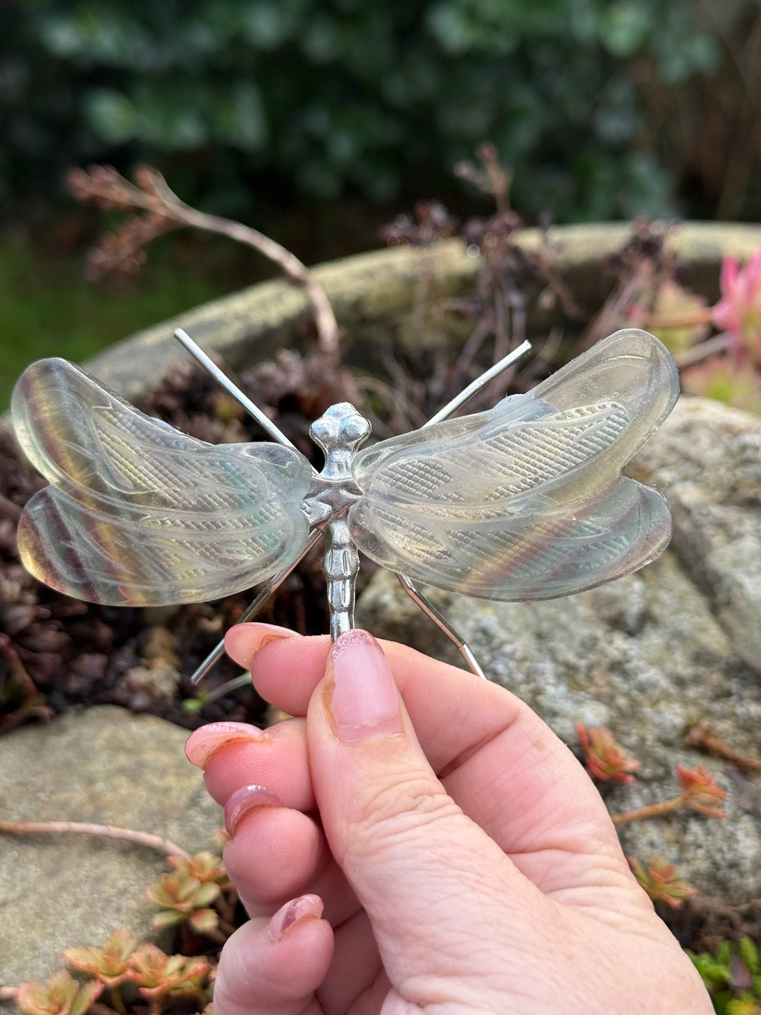 Fluorite Dragonfly Carving