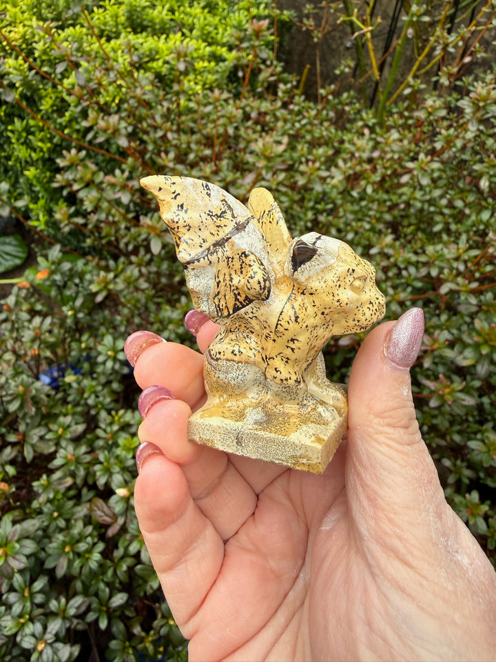 Picture Jasper Gargoyle Carving with Dendrities