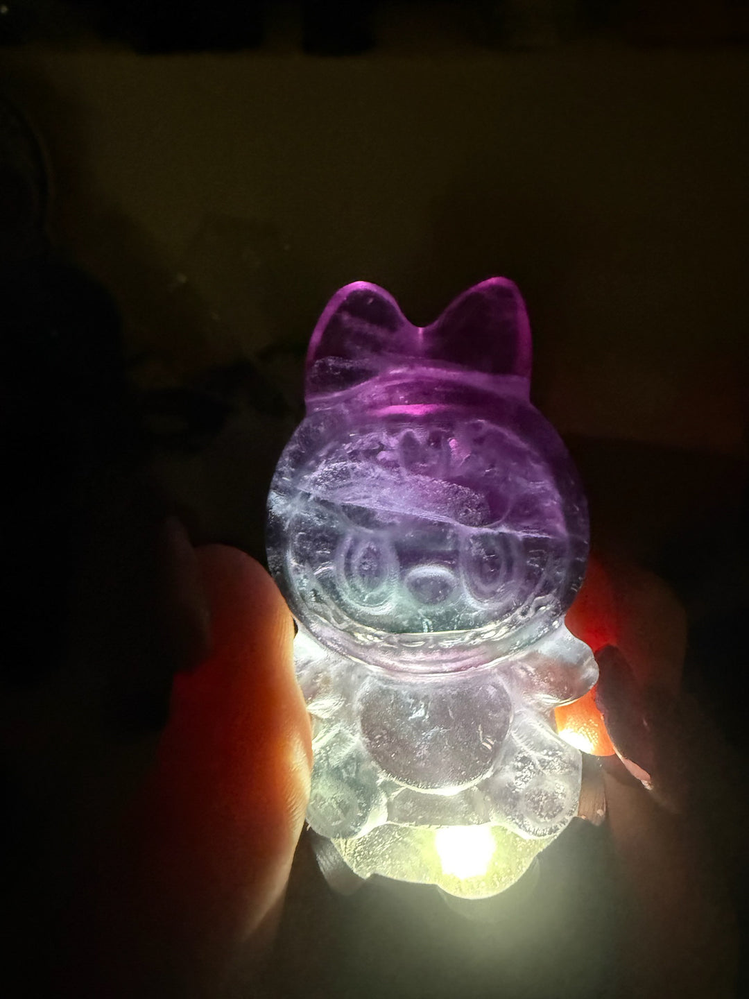 Dark Purple Fluorite Labubu Carving