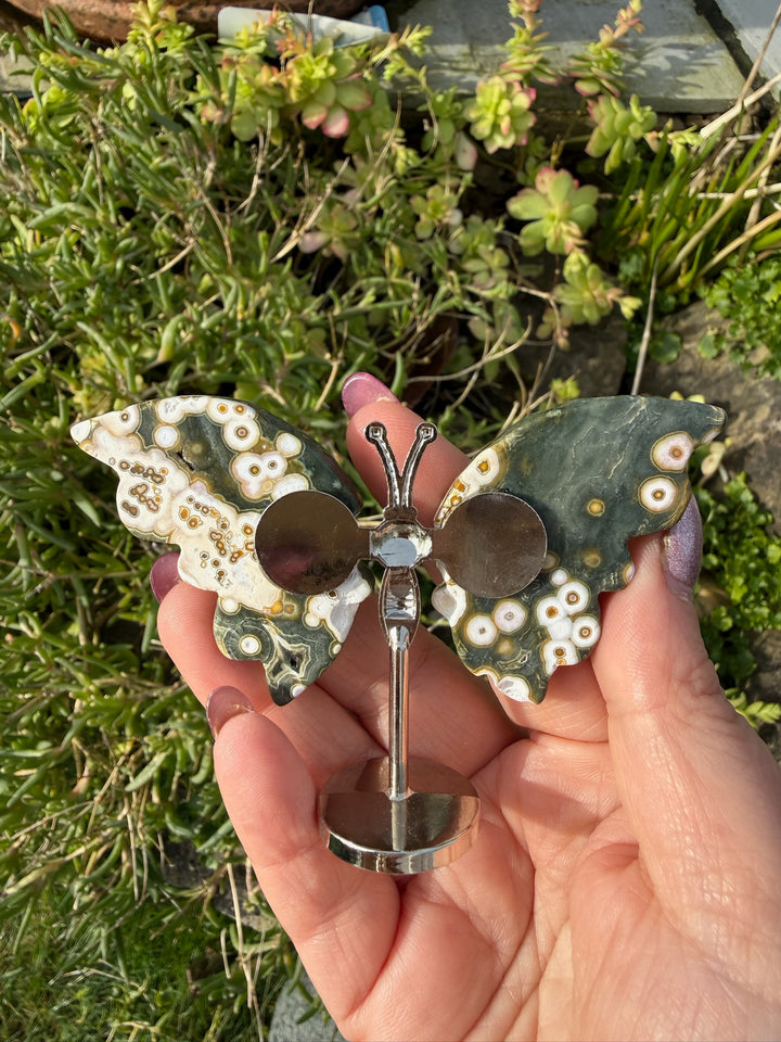 Ocean Jasper OJ Butterfly Carving