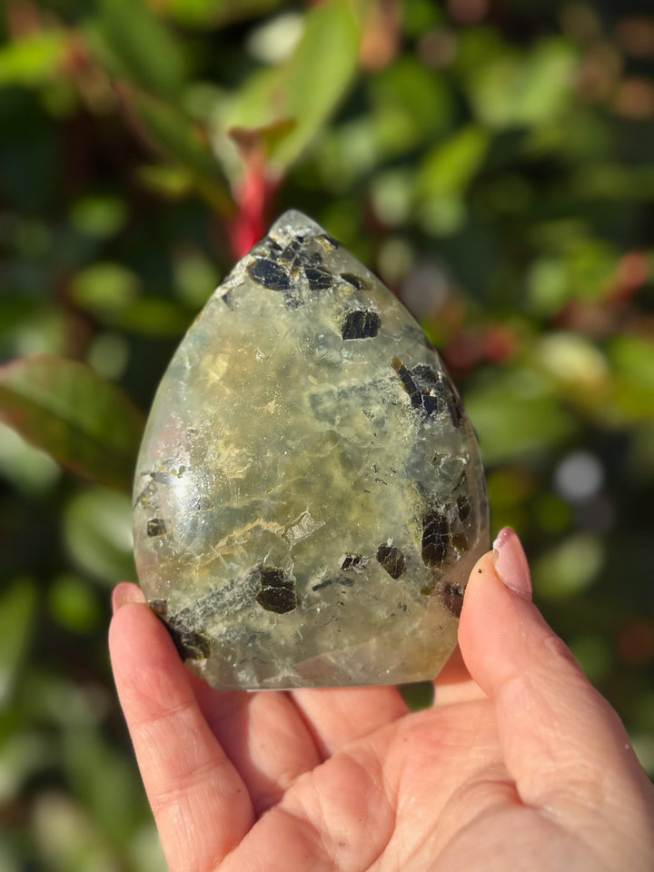 Prehnite and Epidote Flame Carving