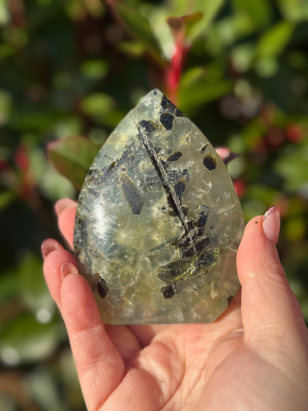 Prehnite and Epidote Flame Carving