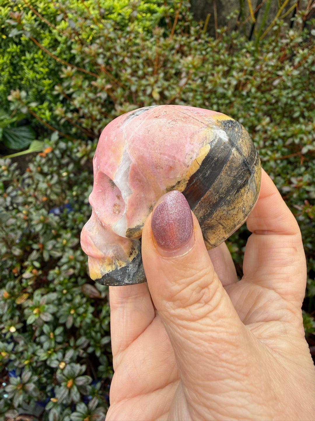 Rhodonite Skull Carving