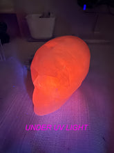 Load image into Gallery viewer, Uv Reactive Pink Calcite Skull Carving
