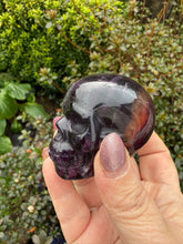Load image into Gallery viewer, Dark Purple Fluorite Skull Carving
