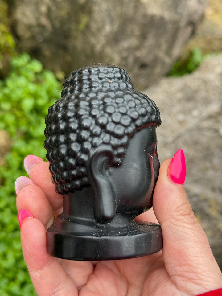 Large Obsidian Buddha Head Carving