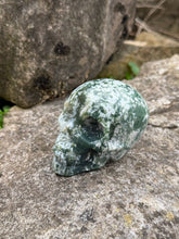 Load image into Gallery viewer, Moss Agate Skull Carving
