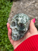 Load image into Gallery viewer, Moss Agate Skull Carving
