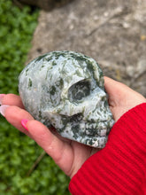Load image into Gallery viewer, Moss Agate Skull Carving
