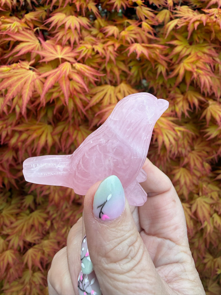 Rose Quartz Bird Carving