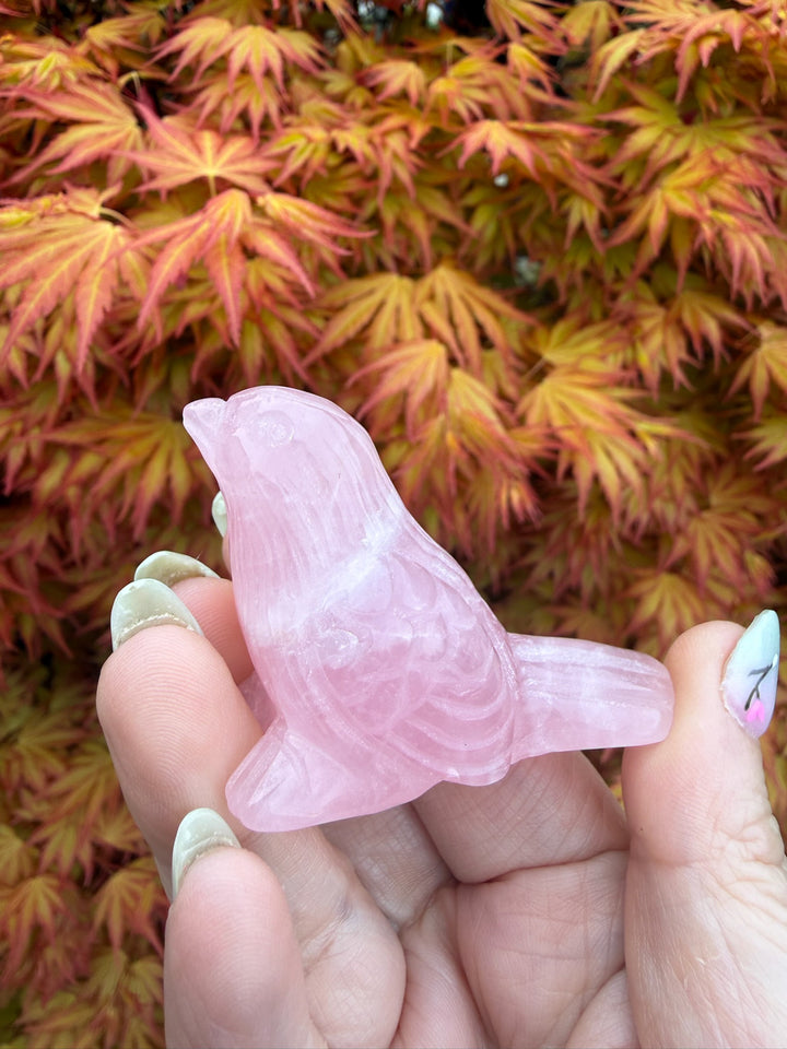Rose Quartz Bird Carving