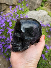 Load image into Gallery viewer, Large Dark Purple Fluorite Skull Carving

