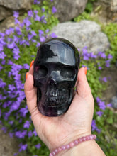 Load image into Gallery viewer, Large Dark Purple Fluorite Skull Carving

