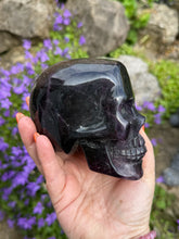 Load image into Gallery viewer, Large Dark Purple Fluorite Skull Carving
