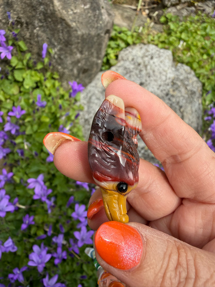 Mookaite Jasper Wolf Head Carving
