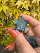 Load image into Gallery viewer, Set of 3 Moss Agate Star Carvings
