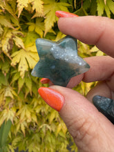 Load image into Gallery viewer, Set of 3 Moss Agate Star Carvings

