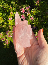 Load image into Gallery viewer, Rose Quartz Flower Carving on a Custom Stand
