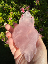 Load image into Gallery viewer, Rose Quartz Flower Carving on a Custom Stand
