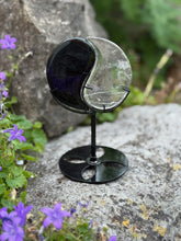 Load image into Gallery viewer, Yin Yang Quartz and Obsidian Carving with Stand

