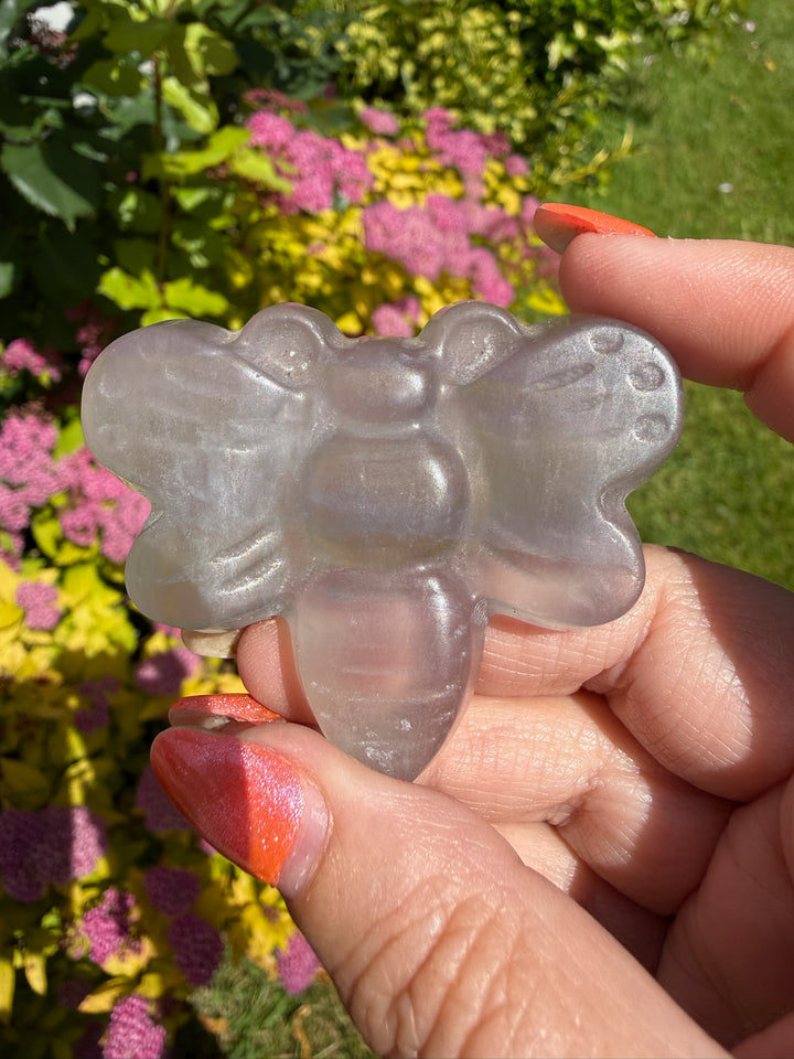 Lavander Fluorite Butterfly Carving