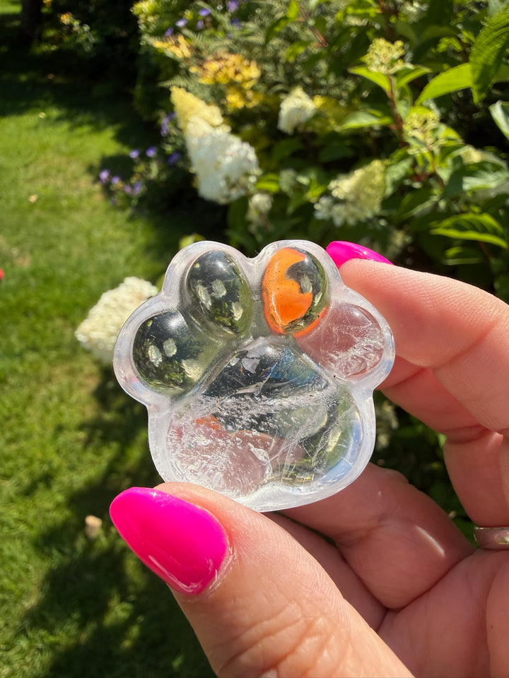 Clear Quartz Paw Carving