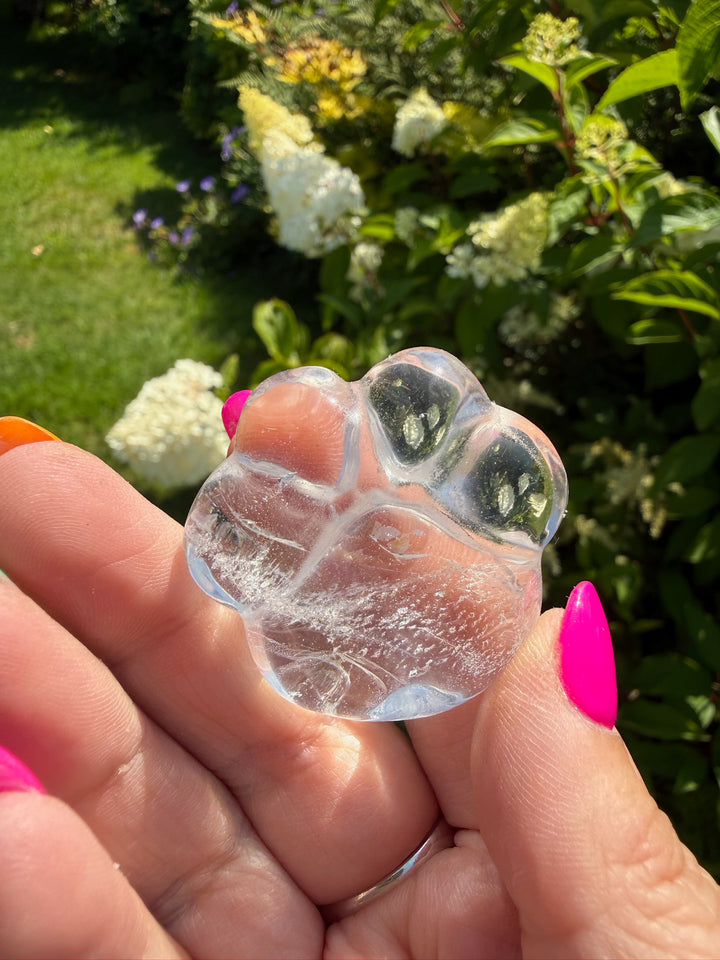 Clear Quartz Paw Carving