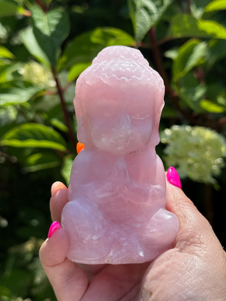 Large Rose Quartz Buddha Carving