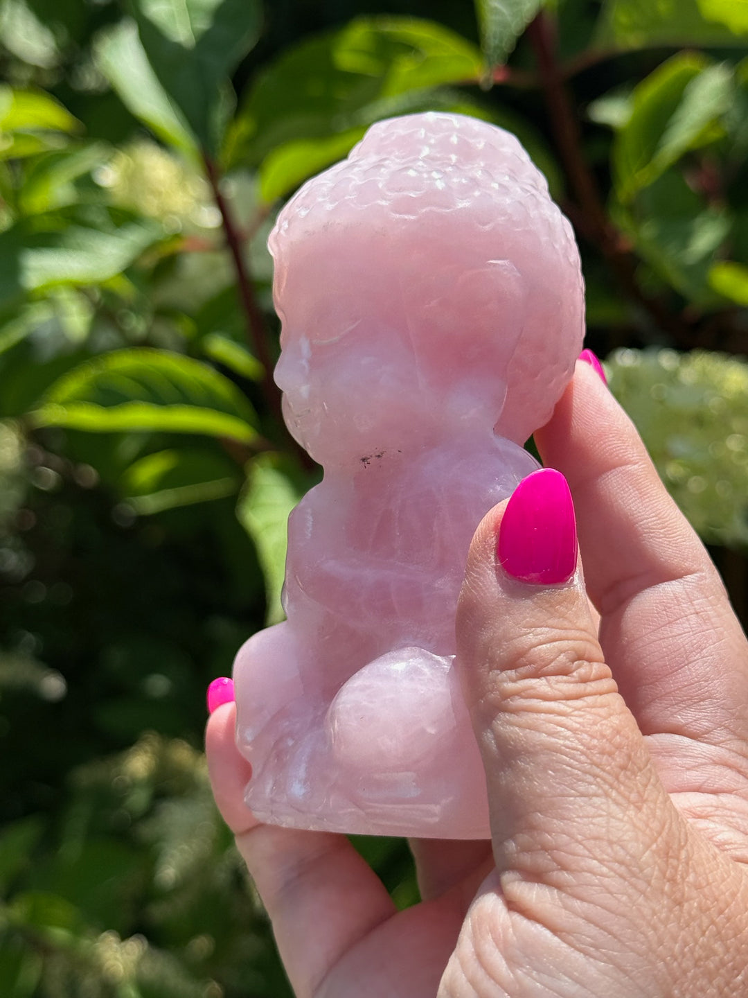 Large Rose Quartz Buddha Carving