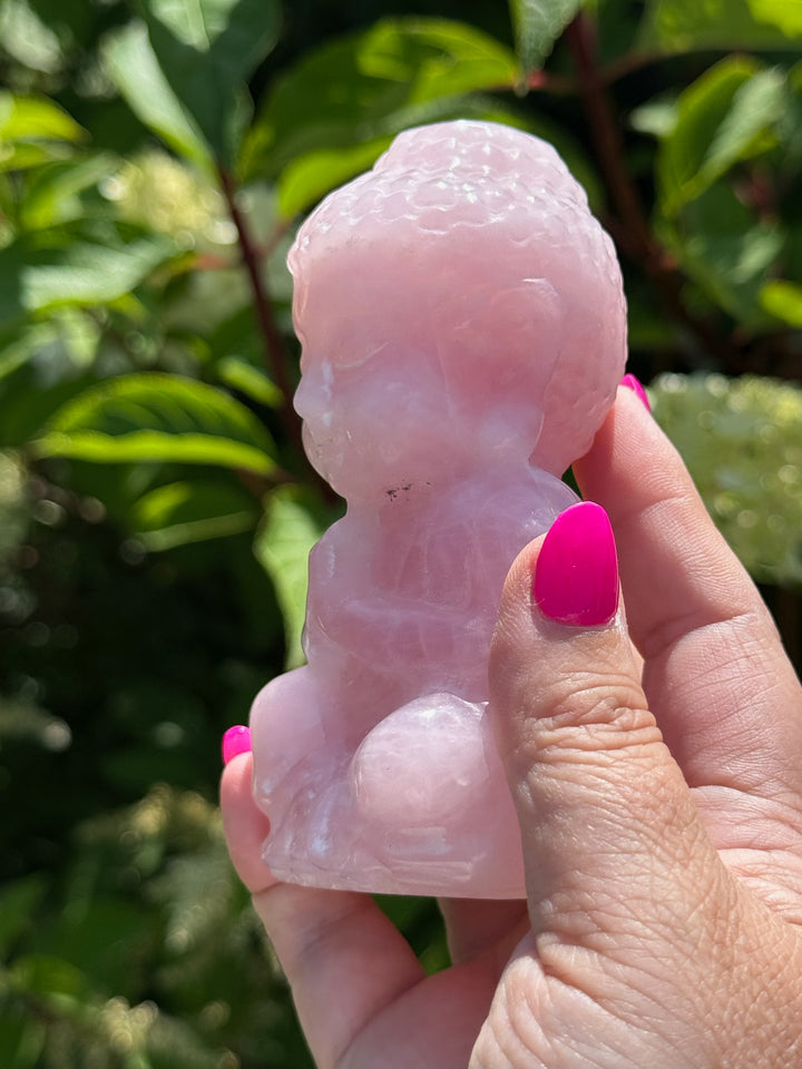 Large Rose Quartz Buddha Carving