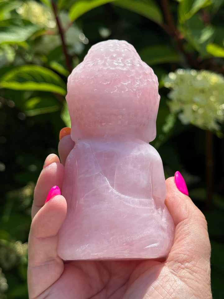 Large Rose Quartz Buddha Carving