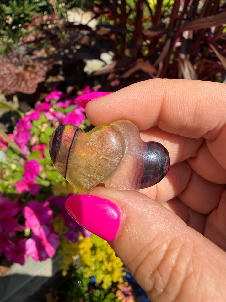 Double Fluorite Heart Carving