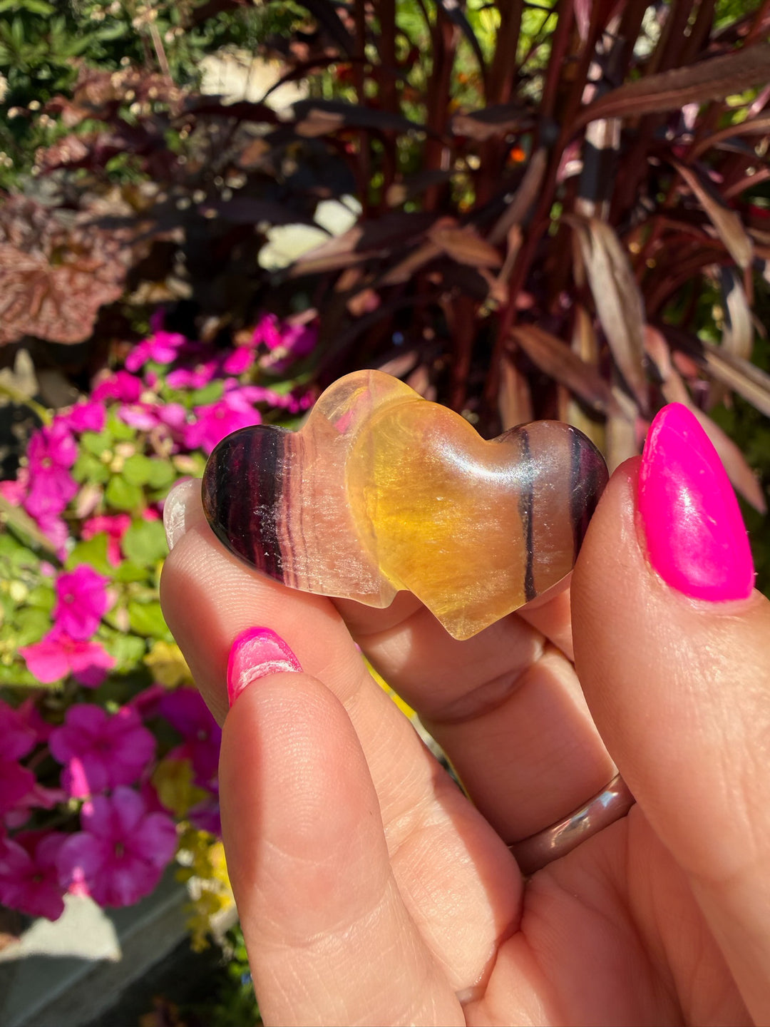 Double Fluorite Heart Carving
