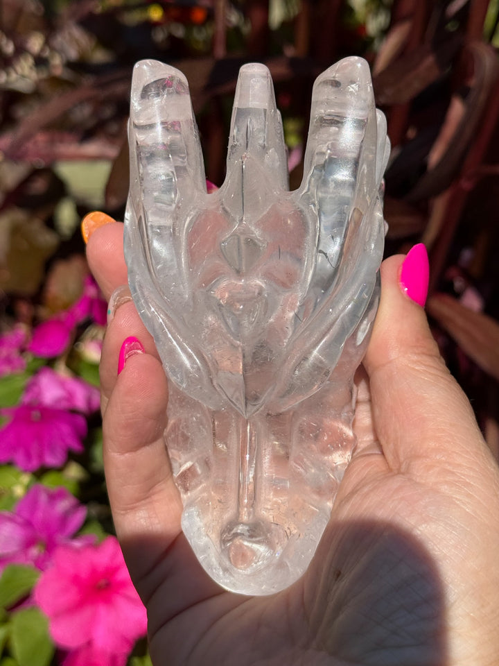 Clear Quartz Dragon Head Carving