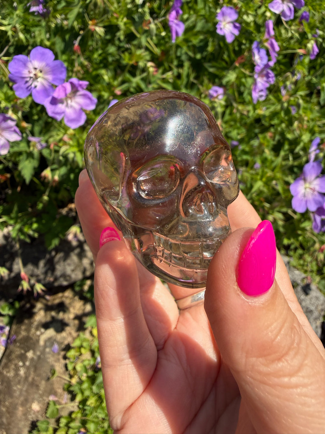 High Quality Clear Smoky Quartz Skull Carving
